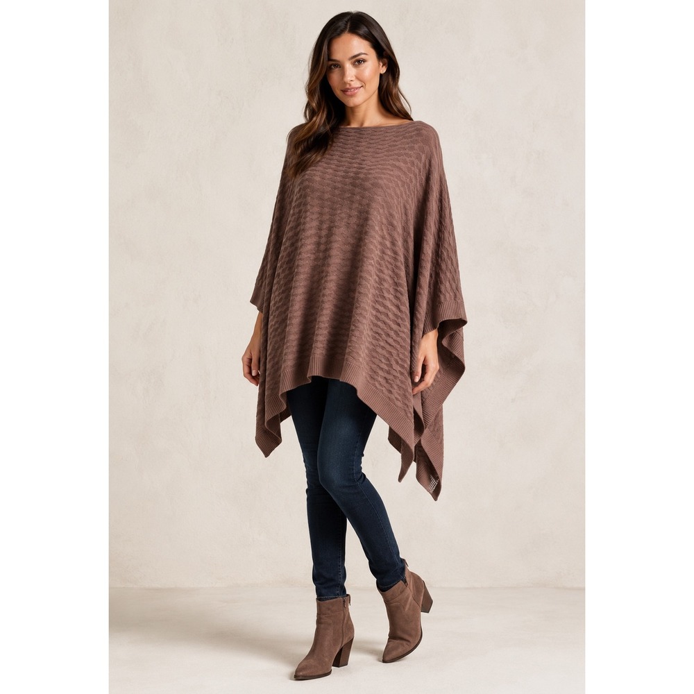 Lululemon Divinity Poncho Cashmere Blend Textured‎ Knit Mauve Brown One Size